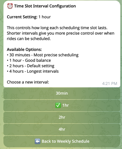 Time Slot Interval Configuration
