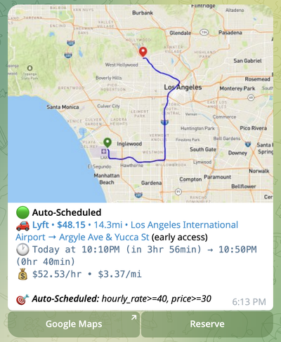 Notificacion de viaje auto-programado