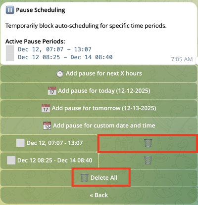 Eliminar periodo de pausa
