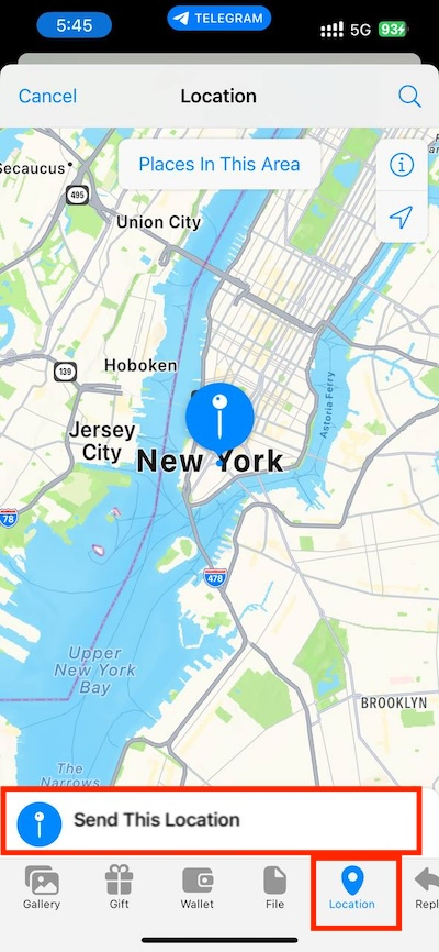 Telegram attach location